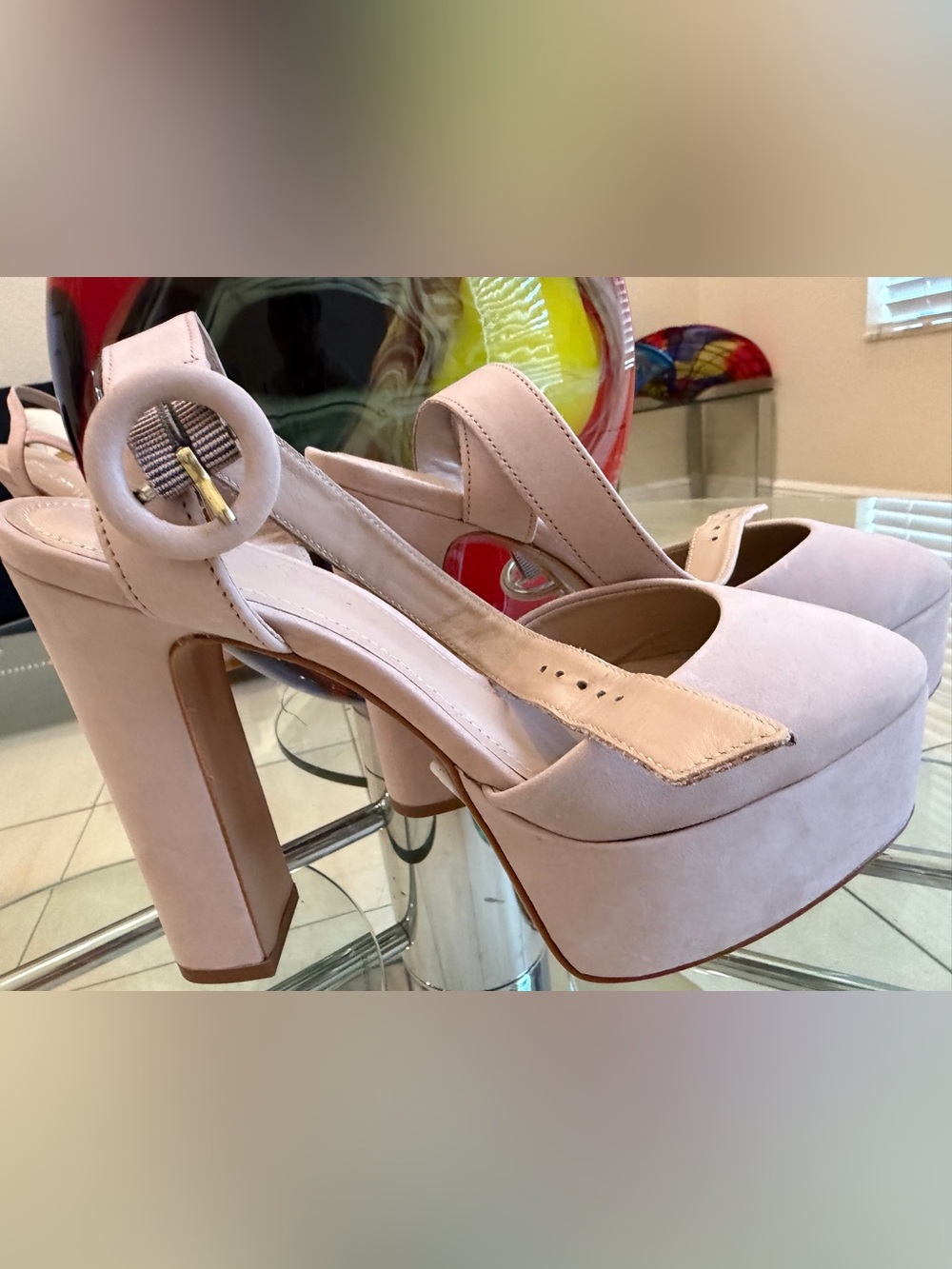 Saks Fifth Avenue Blush Platform Slingback Pumps